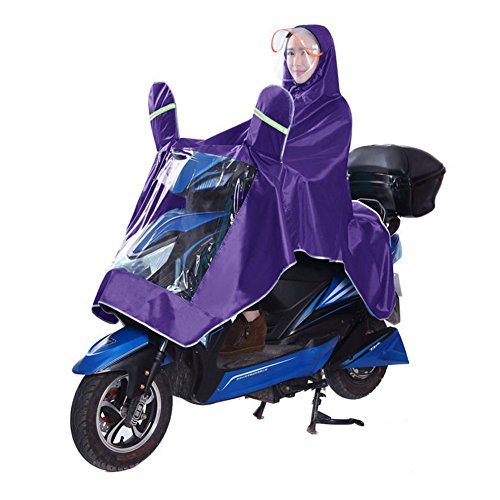 Image of HAOZAIKEJI Universal Motorcycle Raincoat Waterproof Hoodie Rain Cape Reusable Bike E-bike Rain Coat Mobility Scooter Outdoor Rain Poncho with Detachable Hat Brim Reflective Strip for Men Women