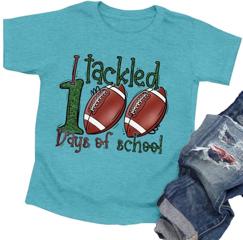 Toddler 100 Days of School Shirts for Boys Girls: I Tackled 100th Days of School Shirt Football School Tee
