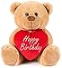 BRUBAKER Oso / Osito de Peluche con 'Happy Birthday' de corazón - 25 cm - Marrón