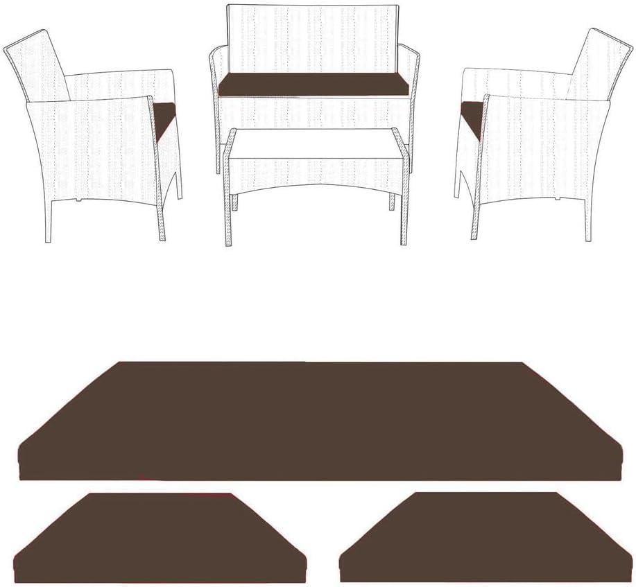 Prime Kingdom 3 Piece Water-Resistant Replacement seat pads Indoor & Outdoor Garden Rattan Furniture Foam for garden chairs multi use Office Patio Chair Cushions Pad ask for custom (Brown)