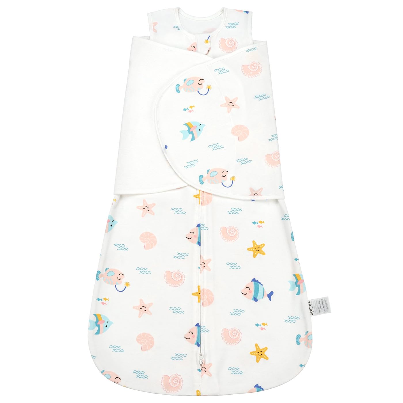 Newborn Sleeping Bag Swaddle Wrap 1.0 TOG Baby Swaddle Sleeping Bag 100% Cotton Baby Wearable Blanket for New born Infant Boy Girl Grows 0-6 Months, Ocean