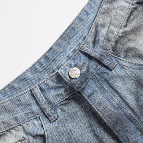 Women's High Waisted Distressed Wide Leg Jeans - Ripped Baggy Denim Pants3