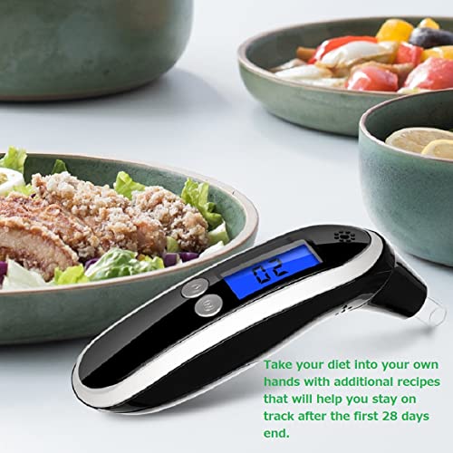 Ketone Breath Tester, Ketosis Meter, Keto Breathalyzer With 10Pc Reusable Mouthpieces (Black) #TOP4