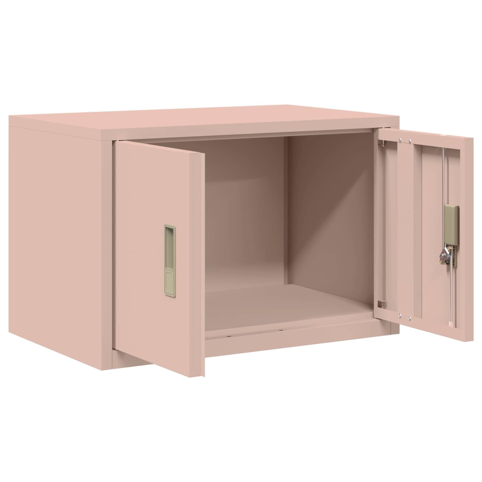 Aufbewahrungsschrank Rosa aus pulverbeschichtetem Stahl 60x40x40 cm mit korrosionsbeständiger Oberfläche für Büroorganisation