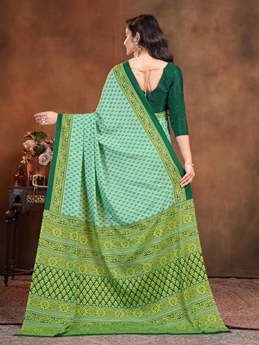 Image of Garden Vareli Floral Booti Print Crepe Saree With Unstitched Blouse Piece