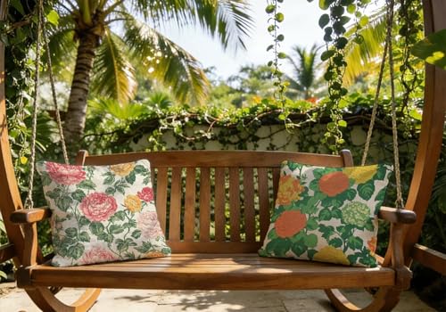 Coussin canape 60x60cm design fleur impression de qualite superieure double face