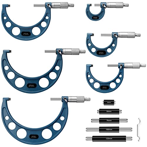 AUTOUTLET Micrómetro Exterior, 0-150mm Herramienta de Micrómetro, Juego de Micrómetros Marco Redo