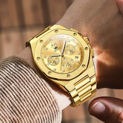 Image of OLEVS Watches for Men Stainless Steel Business Dress Large Easy to Read Analog Watch Waterproof Luminous Casual Luxury Men Watch