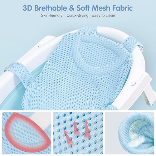 Image of Colorlife Baby Bath Seat Support Net Infant Bathing Seat Support Mat, Adjustable Comfortable Non-Slip Five-Pointed Baby Shower Net Bathtub Sit Up Mesh for Newborn 0-12 Months-Blue(No Bathtub)