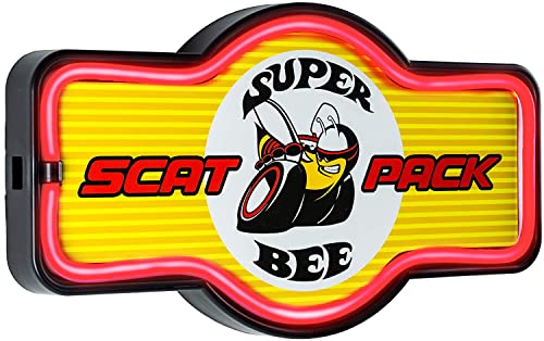 Super Bee Scat Pack Vintage Inspired LED Neon Sign Retro Wall Decor for the Home, Game Room, Bar, or Man Cave (17.25' x 9.5')