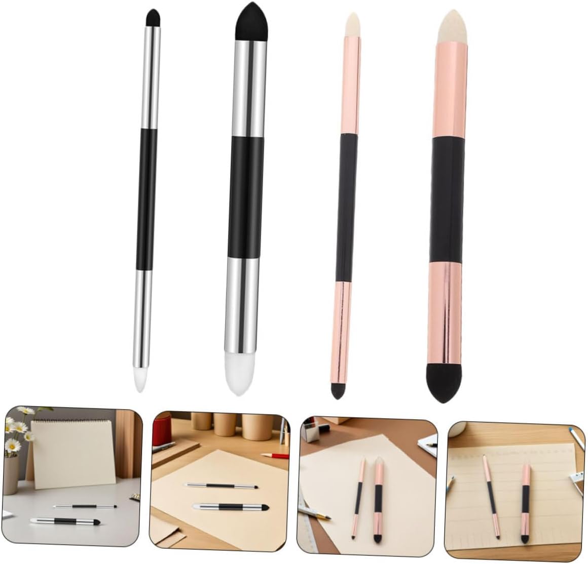 12pcs Double Headed Art Blender Pens Washable Sketching Sponge Brush for Drawing Highlighting and Shading Reusable Pastel Blending Tools for Artists and Students
