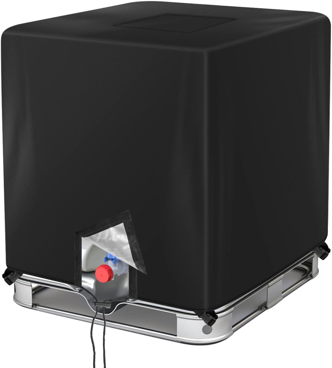 IBC Tote Cover Huapate 275 Gallon Water Tank Cover for Outdoor 1000L Garden Sunshade Water Proof Protective Cover Black