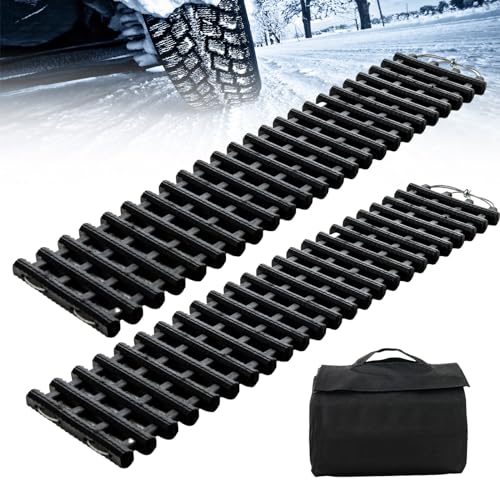 COSTWAY 2 Stücke Anfahrhilfe Auto, Sandbleche Offroad, Traktionsmatte für Sand Schnee EIS Schlamm, Offroad Tracks Traction Mats, Traktionshilfe mit Tasche für Wohnmobil/PKW/LKW (98 x 21 x 2,8 cm)