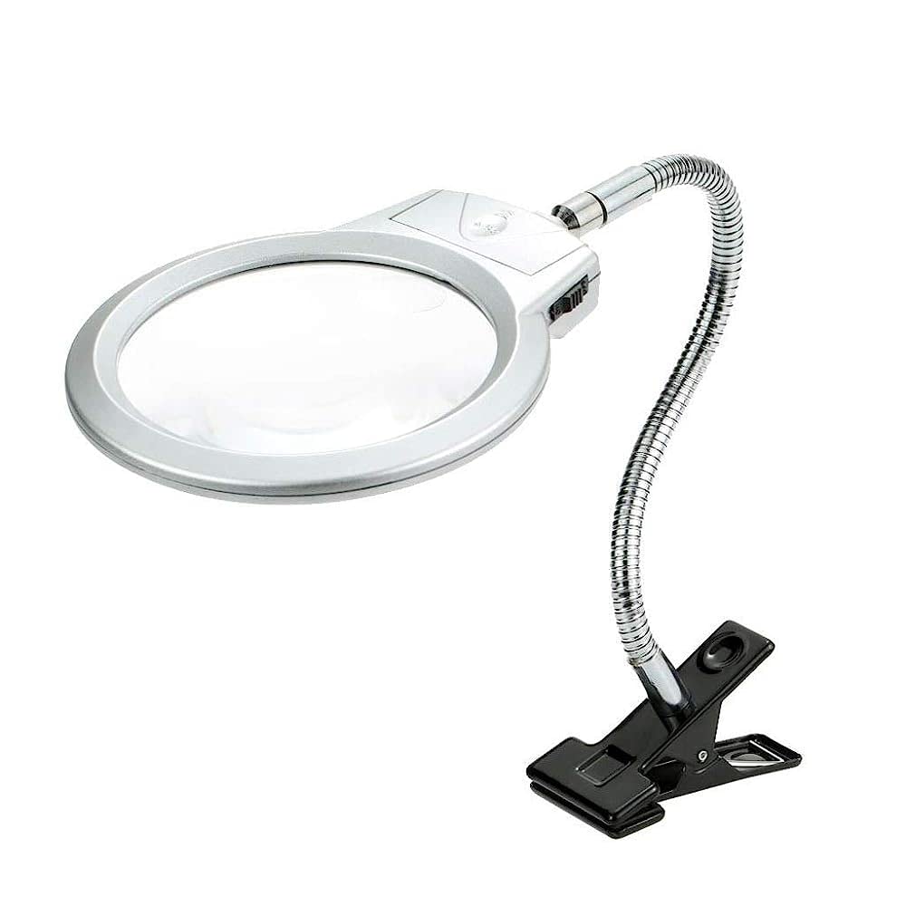 asdchZen Magnifiers,Magnifier Clip Type Desktop Dual Use With Led Light 2.5X 5X Magnifying Glass,Metal Clip Adjustable Hose,Suitable For Reading Books Newspaper Map Elect
