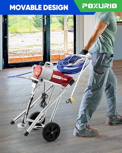 Image of Airless Paint Sprayer, 3300PSI 1200W High Efficiency Airless Sprayer, Fine and Even Painting Effect, Extension Rod, Indoor Paint Sprayer for Walls, Home Interior, House Painting, DIY Red