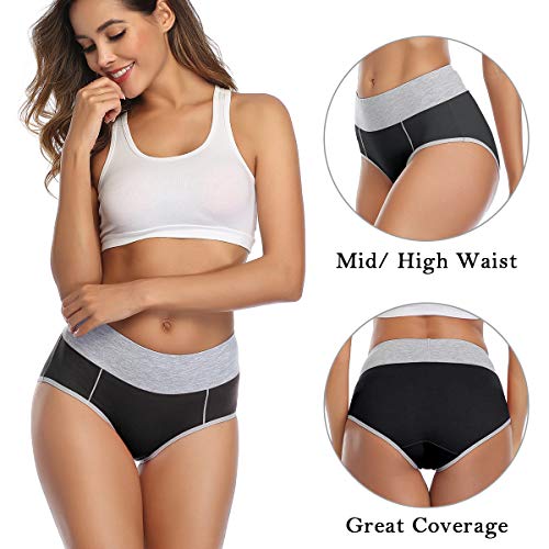 Image of wirarpa Women's Cotton Underwear High Waist Stretch Briefs Soft Underpants Ladies Full Coverage Panties 5 Pack