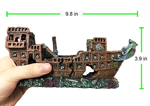 SLOCME Aquarium Pirate Ship Decorations Fish Tank Ornaments