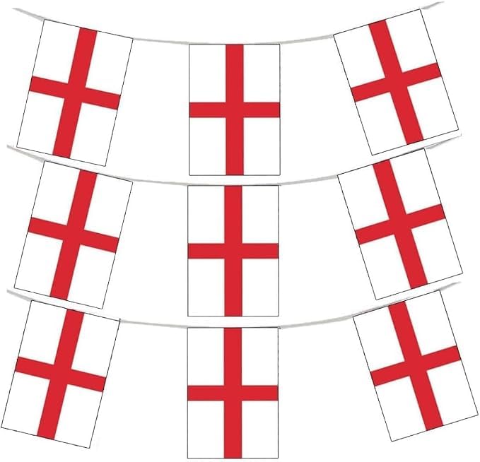 England Flag Bunting 60m, 144 St George Flags Party Decorations, English Bunting Banner for World Cup Football 2026, St George's Day, Bar, Garden, Street & Parade Decor