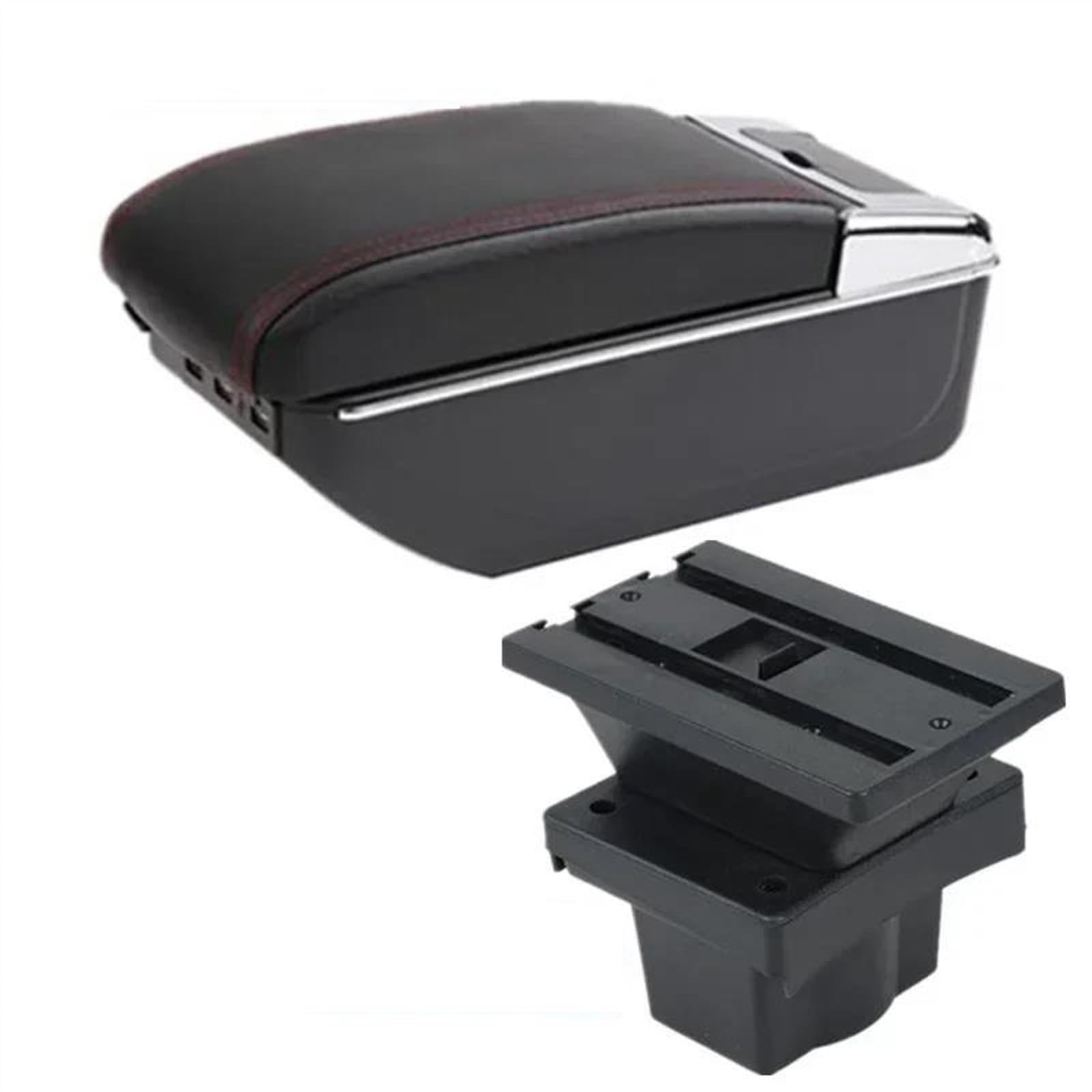NOHEEU Center Console Armrest Storage Box Car Interior Parts Modification Accessories For Virtus For Polo 2019-2023(D red line 7USB)