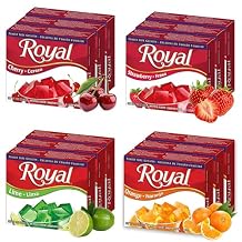 Royal Gelatin Variety Pack of 12 | 3 Box Each - Strawberry, Orange, Lime, and Cherry - Keto Snacks