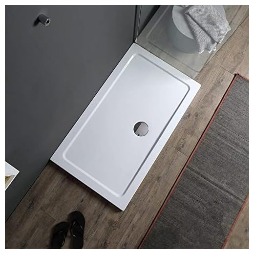 Kiamami Valentina - Piatto Doccia Rettangolare 70x90, Acrilico E ABS Bianco, Installazione a Filo Pavimento, AntiGraffio e Antiurto, Piletta Non Inclusa, 70x90CM, Acrilico, Design Classico