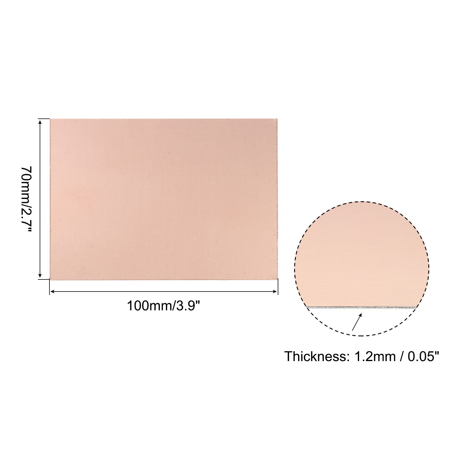PATIKIL FR4 Laminato Rivestito in Rame a Doppio Lato PCB, 5 Pezzi 100 x 70 x 1,2mm Circuito Prototipo Universale Placcato in Rame
