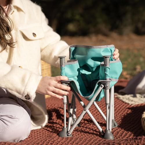 Image of Summer by Bright Starts Pop 'N Sit Portable Booster Chair, Floor Seat, Indoor /Outdoor Use, Compact Fold, Teal, 6 Mos - 3 Yrs