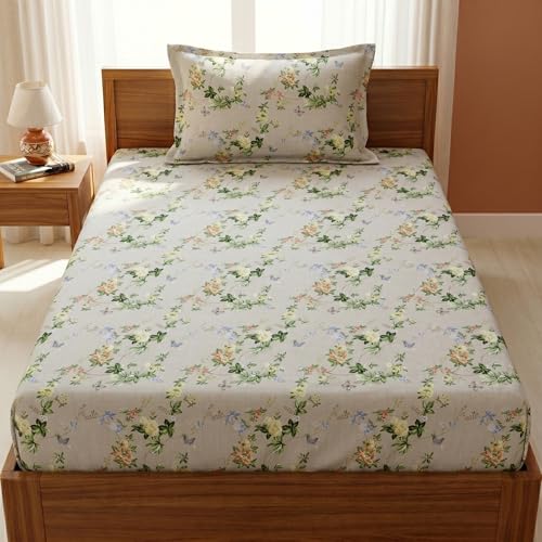 Image of Mafatlal 125 GSM Merino Single Size Bedsheet with Pillow Cover | 90 x 60 Inches | Soft, Breathable & Lightweight | Off White