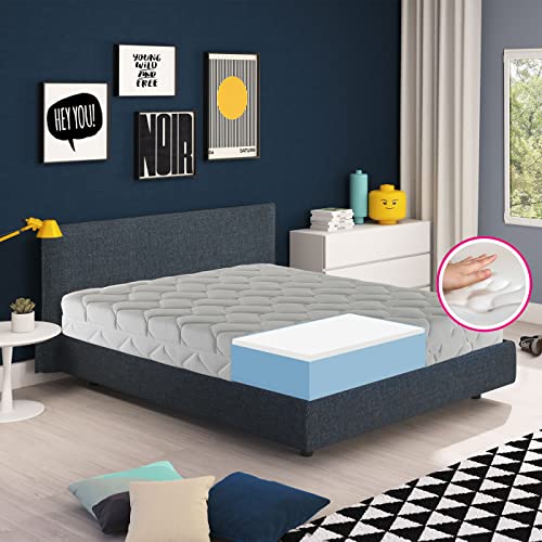 GEEMMA s.r.l. Colchón francés de espuma viscoelástica ortopédico, semirígido, tejido de revestimiento desenfundable totalmente hipoalergénico – Ecofoam francés 140 x 190 cm