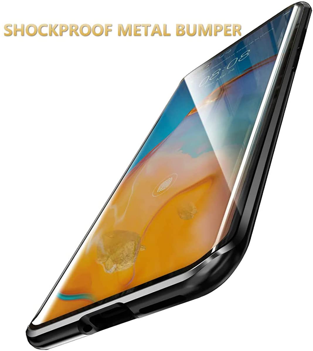 Hkess Custodia per Xiaomi Mi 11 Lite Cover Magnetica Adsorbimento Cover Full Body Protezione Durevole Cassa Bumper in Metallo Schermo Intero Prima e Dopo Trasparente Vetro Temperato Case,Oro Rosa