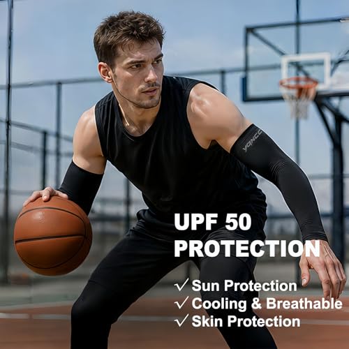 Image of YQXCC 4 Pairs UV Sun Protection Arm Sleeves - Tattoo Cover Up - UPF 50 Sports Compression Cooling Sleeve for Men & Women