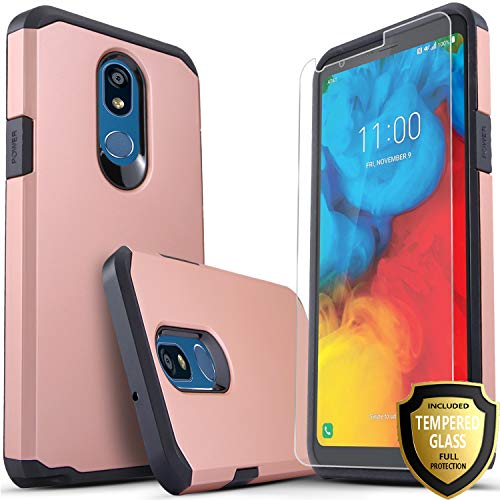 STARSHOP Compatible for -LG K40 Case, LG Harmony 3 Case, with [Tempered Glass Screen Protector Included], Shock Absorption Impact Advanced Protective Phone Cover - Rose Gold
