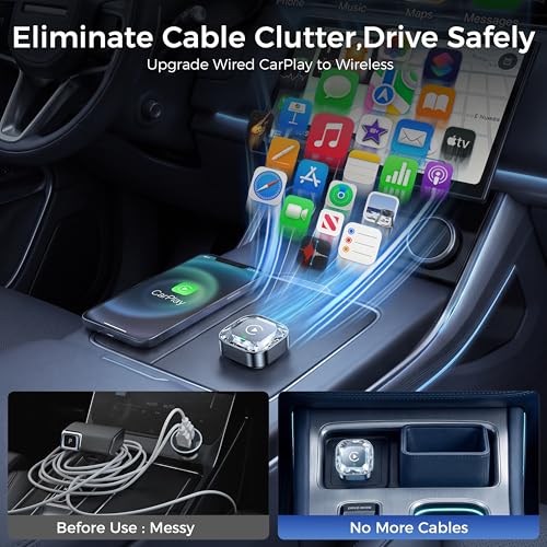 Image of 2026 2in1 Wireless CarPlay& Android Auto Adapter for iPhone& Android, Plug in Once Go Wireless Forever. Plug & Play CarPlay Dongle, Fast Auto-Connect, No Delay, USB A /USB-C Port