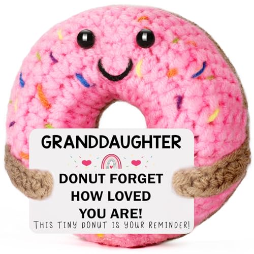 BuiltFit Graduation Gifts for Granddaughter from Grandma - Positive Handmade Crochet Donut Emotional Mothers Day Birthday Gifts for Teen Girls from Grandmother Grandpa Grandparents