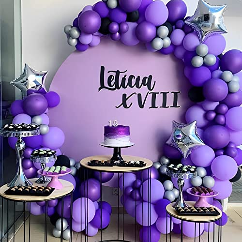 Image of Voircoloria 130pcs Dark Purple Balloons Different Sizes 18 inch 12 inch 10 inch 5 inch Party Latex Balloons for Birthday Halloween Graduation Baby Shower Anniversary Party Decorations