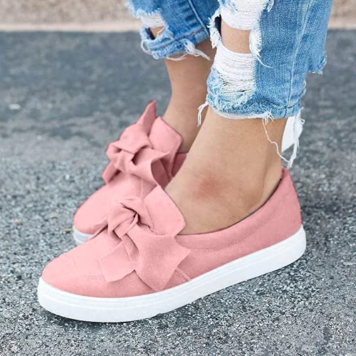 ZBYY Women's Slip On Sneakers,Fashion Sneakers Classic Flats Comfortable Walking Casual Shoes Bow Loafers2