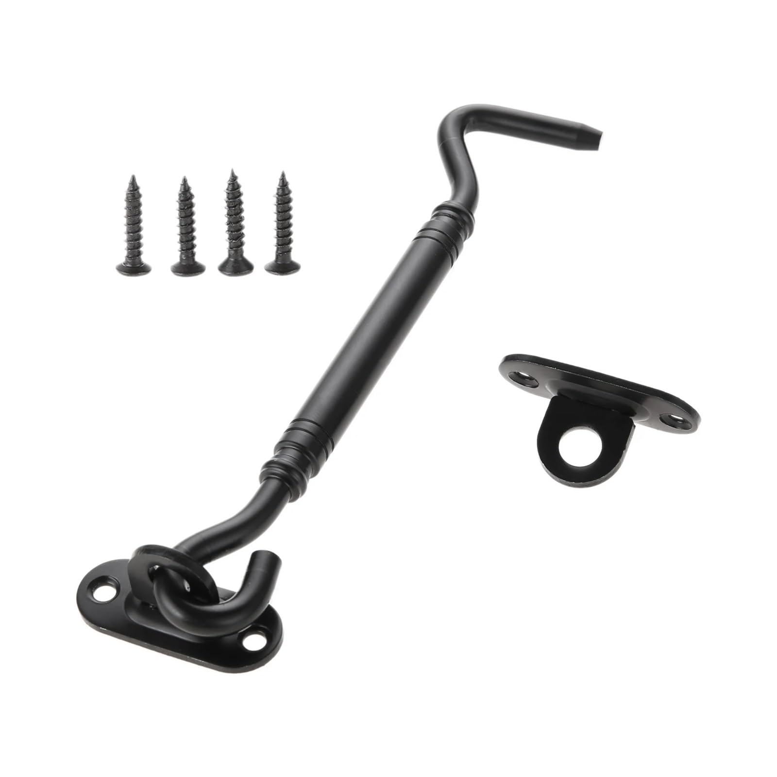 Zntihz Black 4Pc Stainless Steel Window Catch Hook 4 Inch Cabin Eye Latch Door Nail Thick Privacy Solid Hardware For Wooden Doors,Windows(,6Inch)