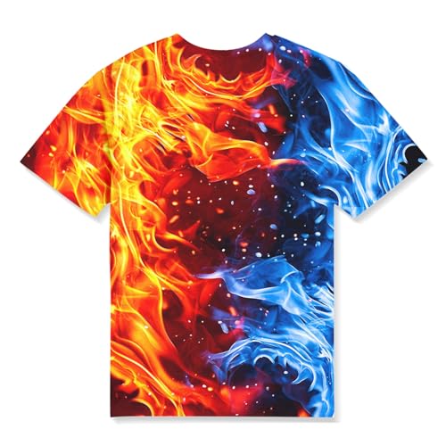 Image of Linnhoy Kids 3D Print Fashion Graphic T-Shirts for Boys Girls 6-16 Years | Unisex Colorful Short Sleeve, Crewneck, Breathable Fabric, Suitable for Daily Sport Festival Wear