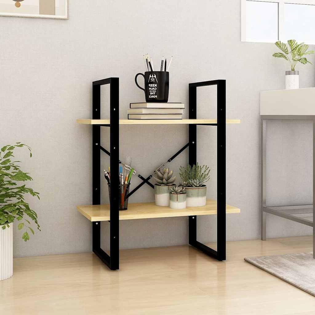 Libreria a 2 ripiani, 60 x 30 x 70 cm, in legno di pino massiccio