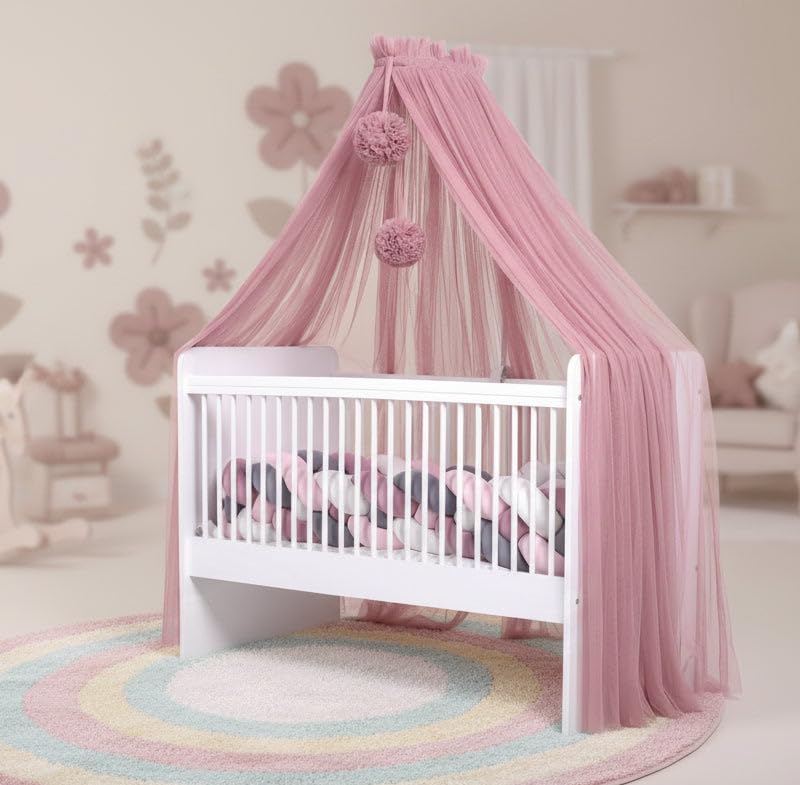 Baby Fancyroom Dosel para cama de bebé, mosquitera, cama auxiliar, decoración de habitación de, rosa viejo