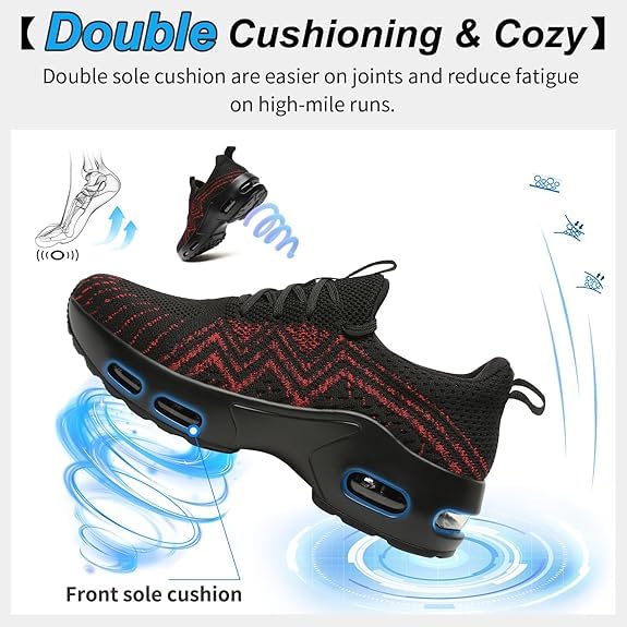 Womens Trainers Gym Running Shoes Lightweight Walking Sneakers Womens Breathable Mesh Sport and Outdoor Tennis Jogging Shoes Air Cushion Slip On Ladies Trainers - Image 3