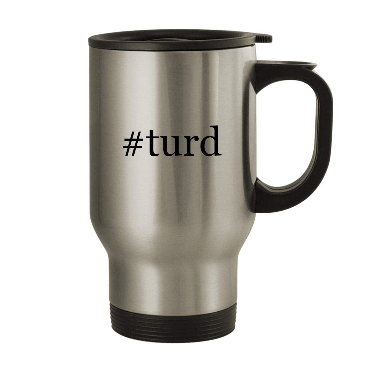 #turd - Stainless Steel Hashtag 14oz Travel Mug, Silver