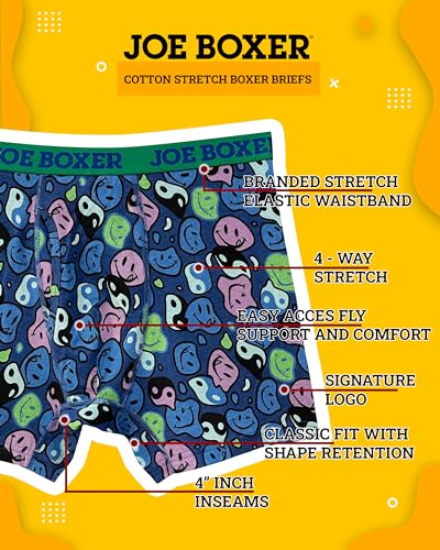 JOE BOXER Mens Boxer Briefs 4-Pack – Solid Breathable and Tag Free Cotton Stretch Boxer Briefs for Men Pack of 42