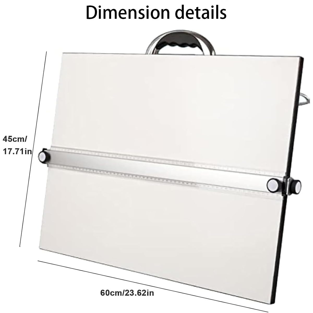 Lavagna da disegno con righello trasparente regolabile e striscia magnetica per carte, 66,8 x 45 cm, serratura regolabile per artisti, architetti, designer, studenti e professionisti