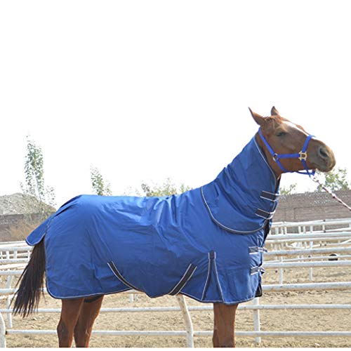 Winter Turnout Rugs for Horses Medium Weight Thicken Cotton Soft Comfortable Windproof Waterproof Ripstor Stable Horsewear Supplies (Color : Blue Size : 160cm) (Blue 125cm) - Afbeelding 5