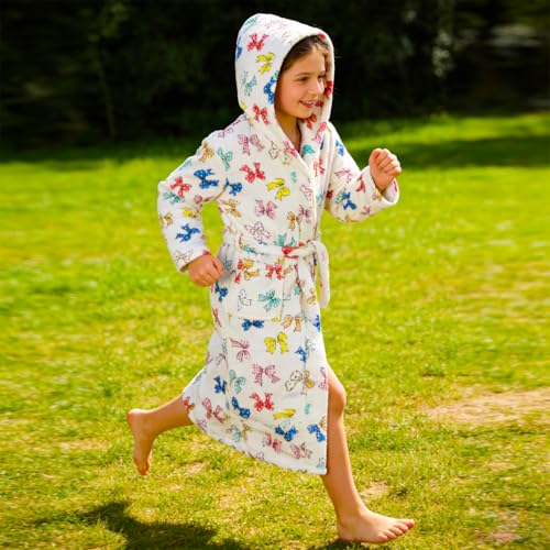 Image of Kids Bathrobe Hooded Plush Fleece Robe for Girls Boys