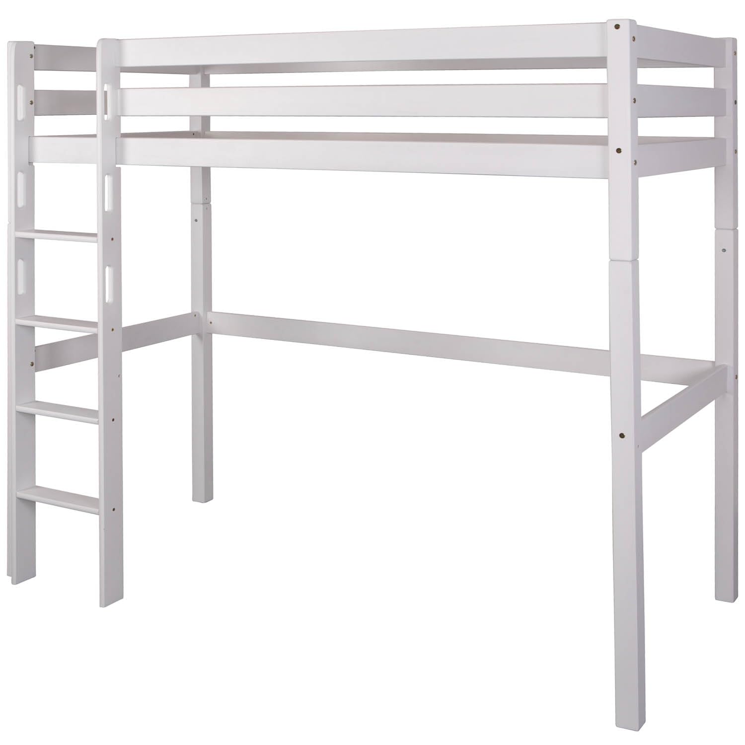 Staboos Hochbett Leni 90x200 Massivholz Kernbuche, Weiß Wasserlack