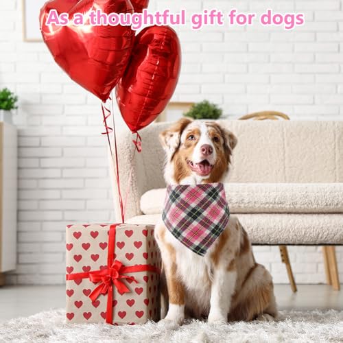 Aomig Bandana Hund Kopftücher Hunde Dreiecks Mode Halstuch Hundehalstuch klassisches Plaid Dreieckstuch Waschbare Hundehalstücher Geburtstag Hund für Kleine Mittel Große Hunde Katzen 50x50x70cm (Rot)