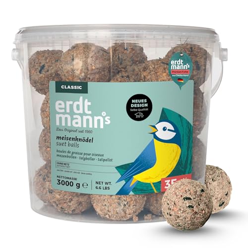 Erdtmanns Meisenknödel ohne Netz 35 Stück im Eimer 3 kg – Wildvogelfutter mit Getreideflocken & Sonnenblumenkernen – umweltfreundlich & ganzjährig – ohne Plastiknetz Erdtmanns Meisenknödel ohne Netz 35 Stück im Eimer 3 kg – Wildvogelfutter mit Getreideflocken & Sonnenblumenkernen – umweltfreundlich & ganzjährig – ohne Plastiknetz