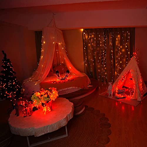 Image of RUICHEN Silver Wire 66 Ft 200 LED USB Fairy String Lights with On /Off Switch (Orange)